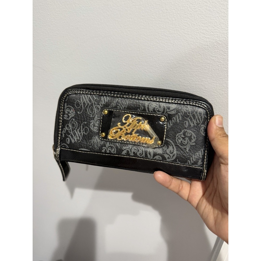 RARE Vintage Y2K Apple Bottoms® Leather Black Gold Women's Wallet NWOT Z